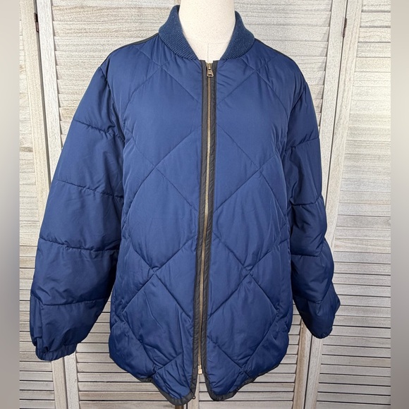 Lands' End Jackets & Blazers - LAND'S END Women's Quilted Insulated Feather Free  Bomber Jacket Navy-XLP